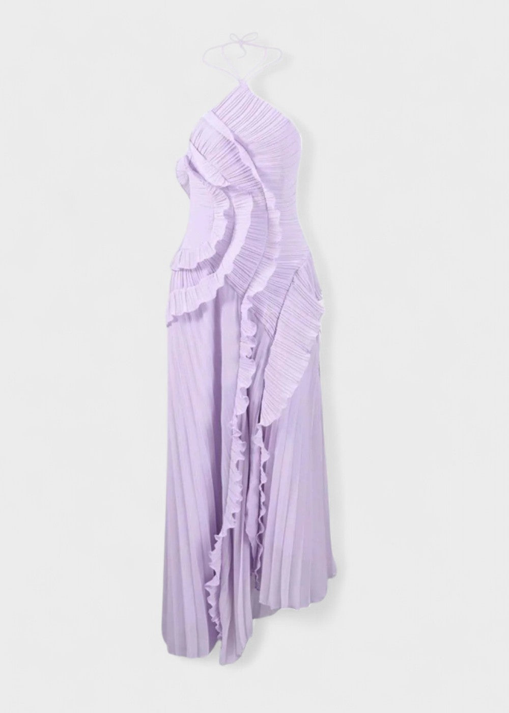 Elegantní šaty s halter výstřihem a kaskádovými volány - Vichy Signature